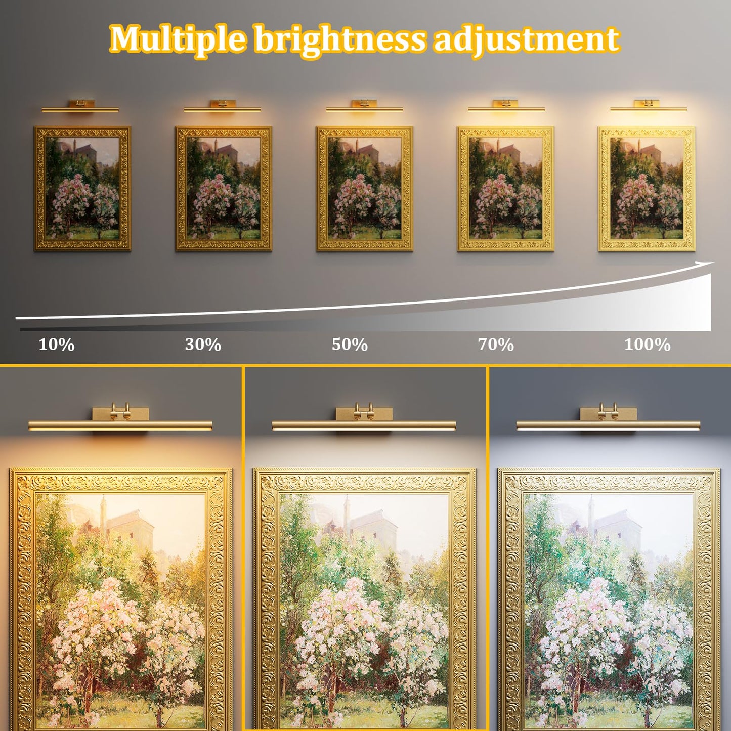 Percantis 13.8'' Battery Operated Picture Light for Wall, Remote Control