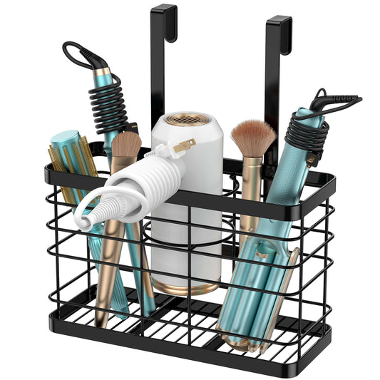 Vecallo Hair Tool Organizer - Blow Dryer & Hair Dryer Holder Cabinet Door, Bathroom Organizer & Storage Basket for Styling Tools