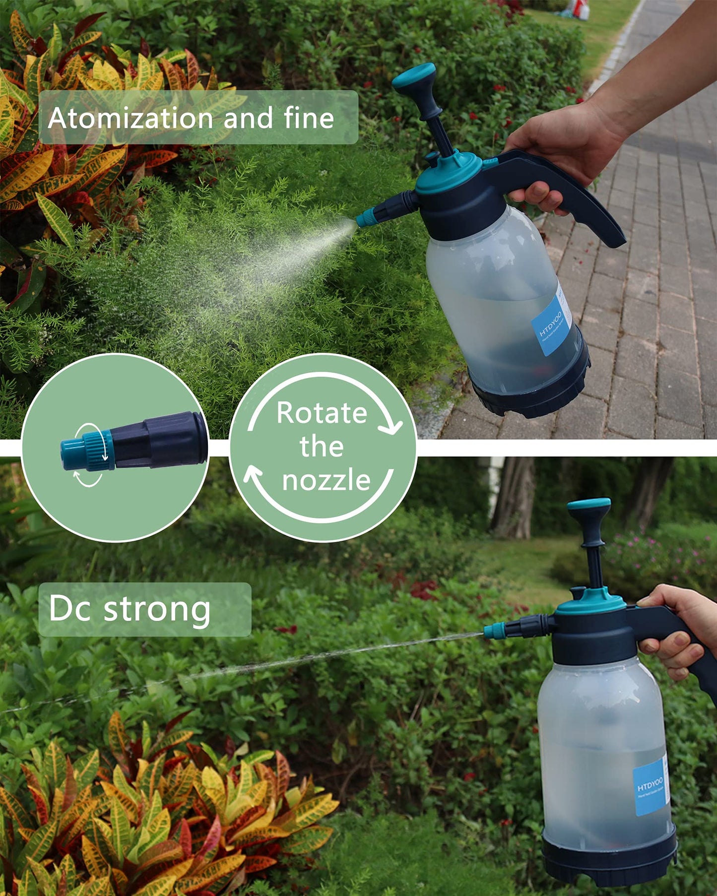 HTDYOO 0.5 Gallon Garden Pump Sprayer, Hand Held Garden Sprayer