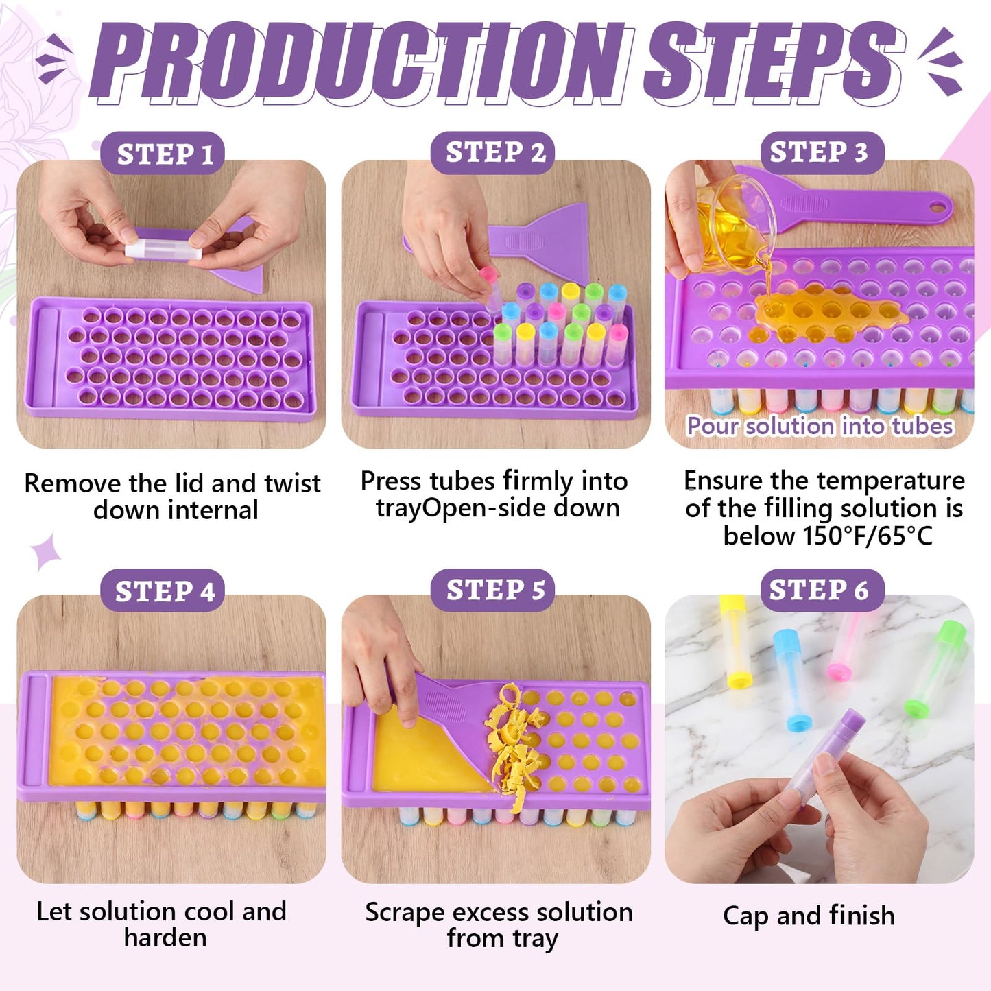 Singhoow 100 Pcs Lip Balm Tubes with 2 Filling Tray and 2 Spatula, 5 g Twist-up Lip Balm Containers with Caps for DIY Homemade Lipsticks, Solid Perfume, Gifts, Bpa Free & Leak Free (Colorful)