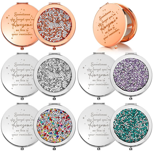 Roowest 10 Pcs Compact Mirror Gifts for Women Sometimes You Forget Your Awesome Bulk Appreciation Party Favors for Employee Coworker Friends Birthday Spa Christmas Inspirational Stuffers (Multicolor)
