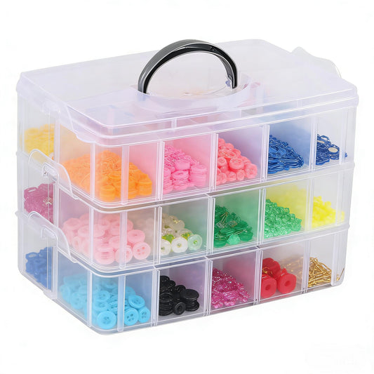 Zopnny 3-Tier Stackable Storage Container Box with Dividers 30 Compartments, Bead Organizers for Art, DIY Craft, Washi Tape, Kids Toys, Jewelry, Beauty & Sewing Supplies, Small Items
