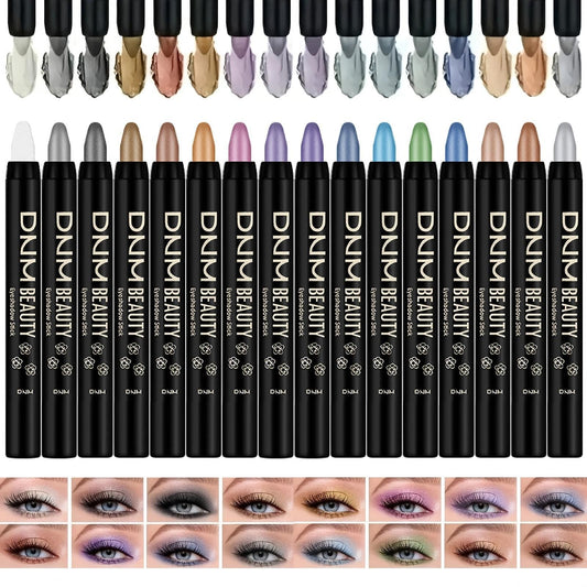 MooGlamor Colorful Shimmery Eye Shadow Stick Glittering Eye Shadow Sticks Set with Retractable and Waterproof Eyeshadow Pencil for Long-Lasting Makeup Eyeshadow (16 Pcs)