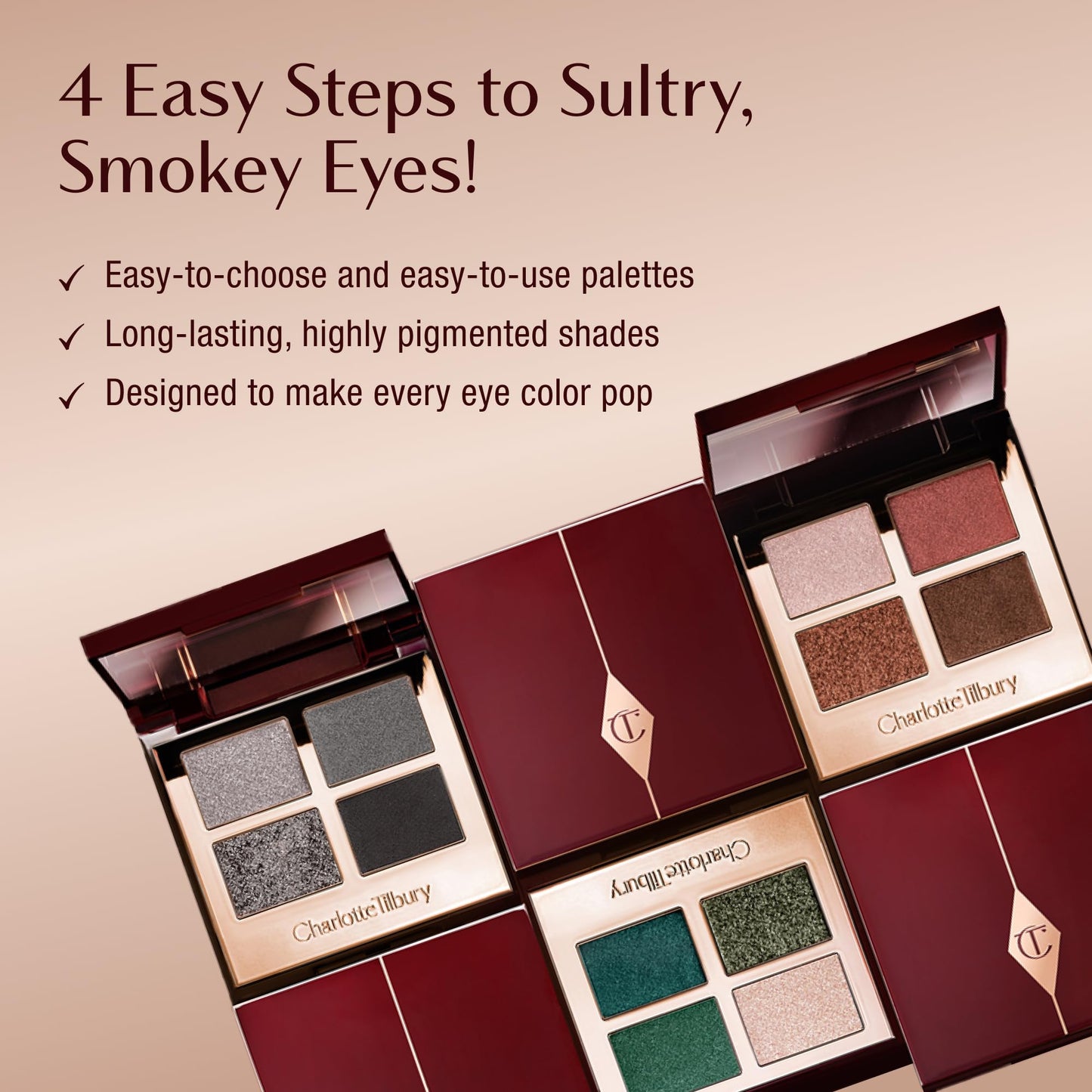 Charlotte Tilbury Luxury Palette Eyeshadow - Shimmer, Metallic & Satin Matte Eyeshadow Quad with a Rich Powder Formula - Includes 4 Complementary Shades - The Rebel
