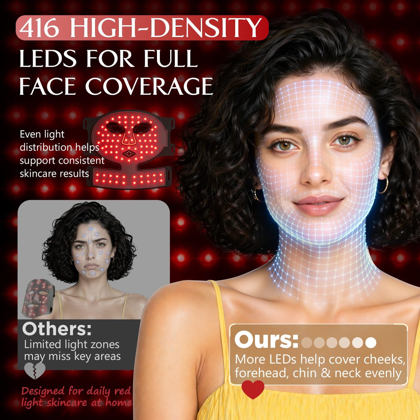 Blanight Red Light Therapy Mask for Face, Wireless LED Mask, FDA Cleared
