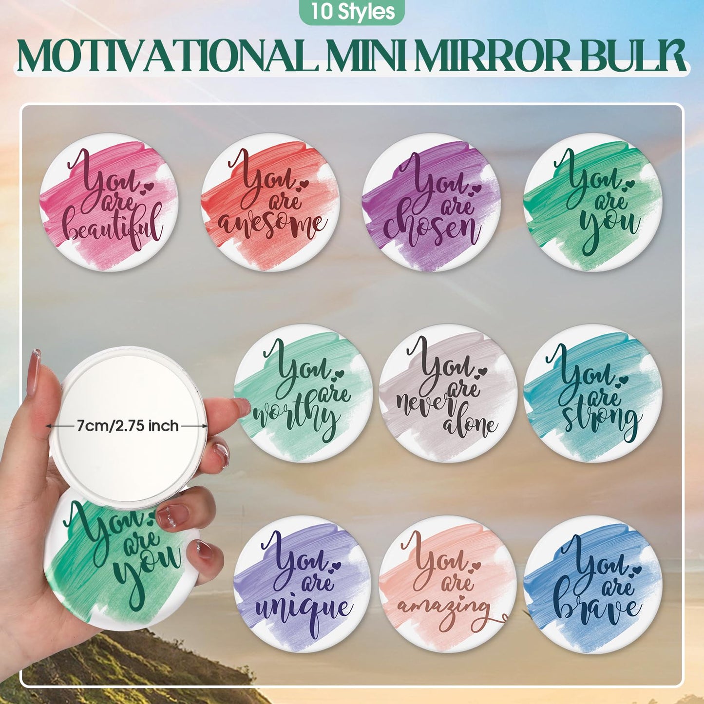 Vercraft 60 Pcs Employee Appreciation Gift for Women Inspirational Canvas Makeup Bag Portable Compact Mirror Bulk Cosmetic Bag Thank You Party Favor for Women Coworker Nurse (Inspiration,Pastel)