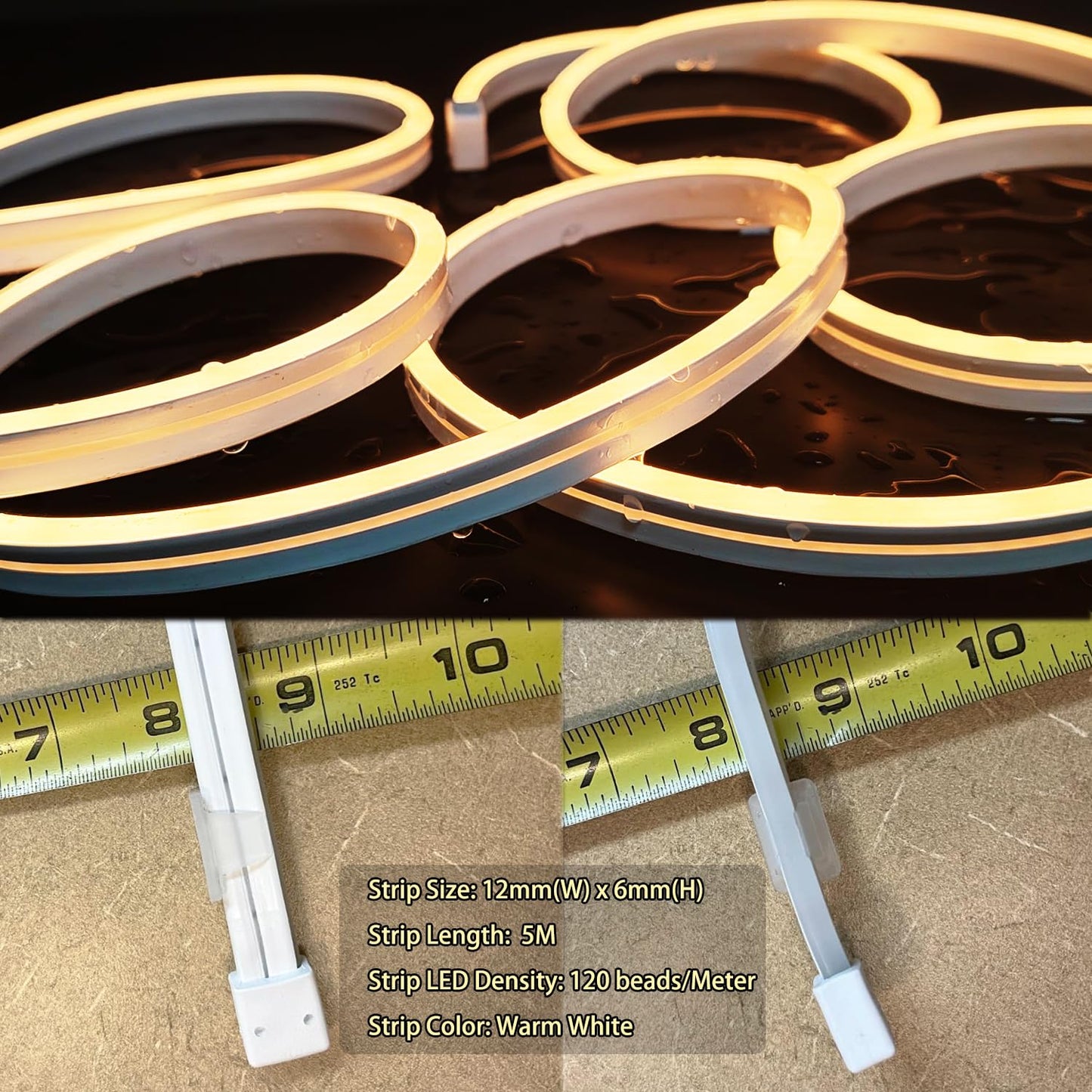 LED Vanity Mirror Lights 16.4FT, Strong Adhesive Dimmable Silicone Strip Lights for Mirror, Waterproof Eye-Care Warm White 3000K Flexible Lighting for Bedroom Bathroom (Mirror NOT Included)