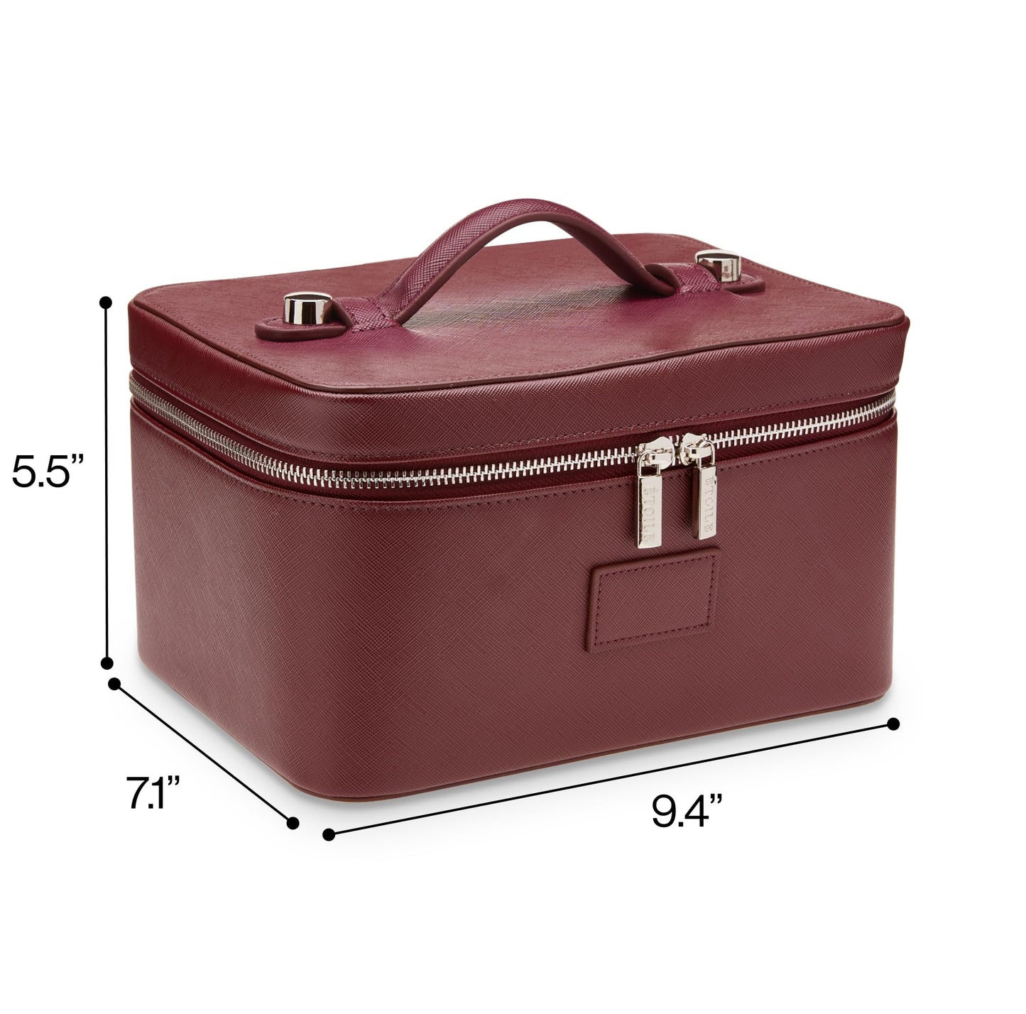 ETOILE - Vanity Case Burgundy - Stylish Travel Makeup Bag Organizer with Dividers