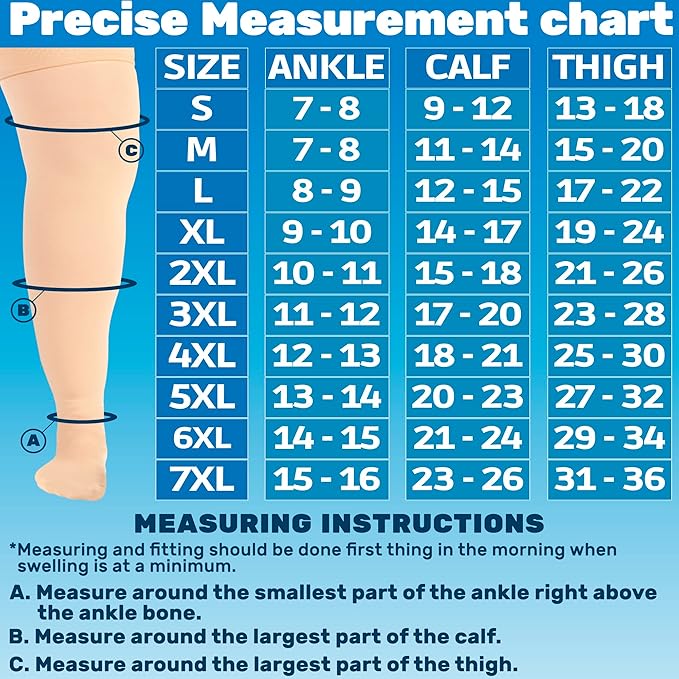 ABSOLUTE SUPPORT Wide Calf Compression Stockings 20-30mmHg - Plus Size Opaque Thigh High for Women & Men Circulation, Varicose Veins, Swelling, Lymphedema, Knee Surgery - Beige, 2X-Large