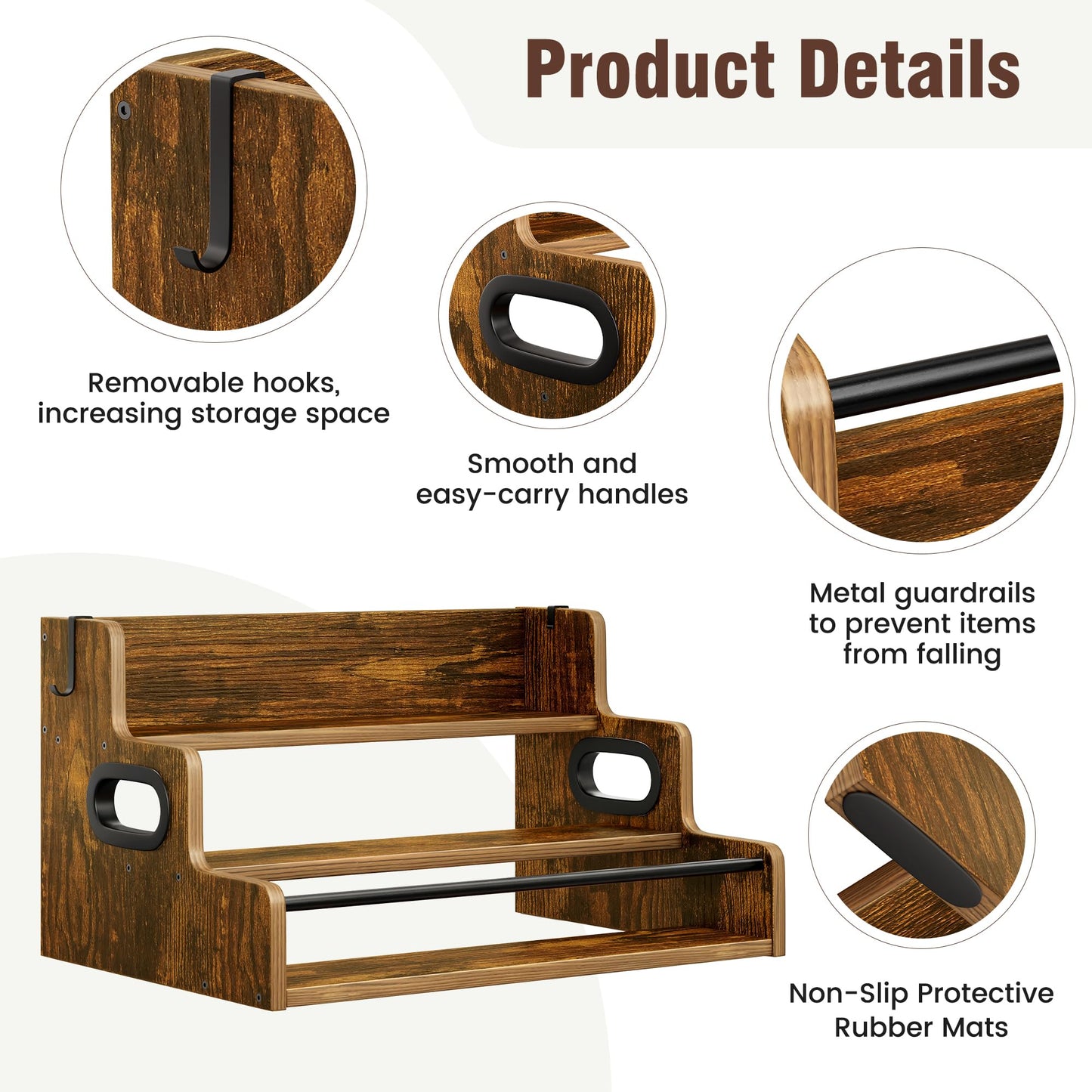 YOUDENOVA Liquor Bottle Display Shelf, Tabletop Wine Rack, 3-Tier Countertop Liquor Wine Rack for Liquor Whiskey, Coffee Syrup Rack Organizer and Home Bar Storage