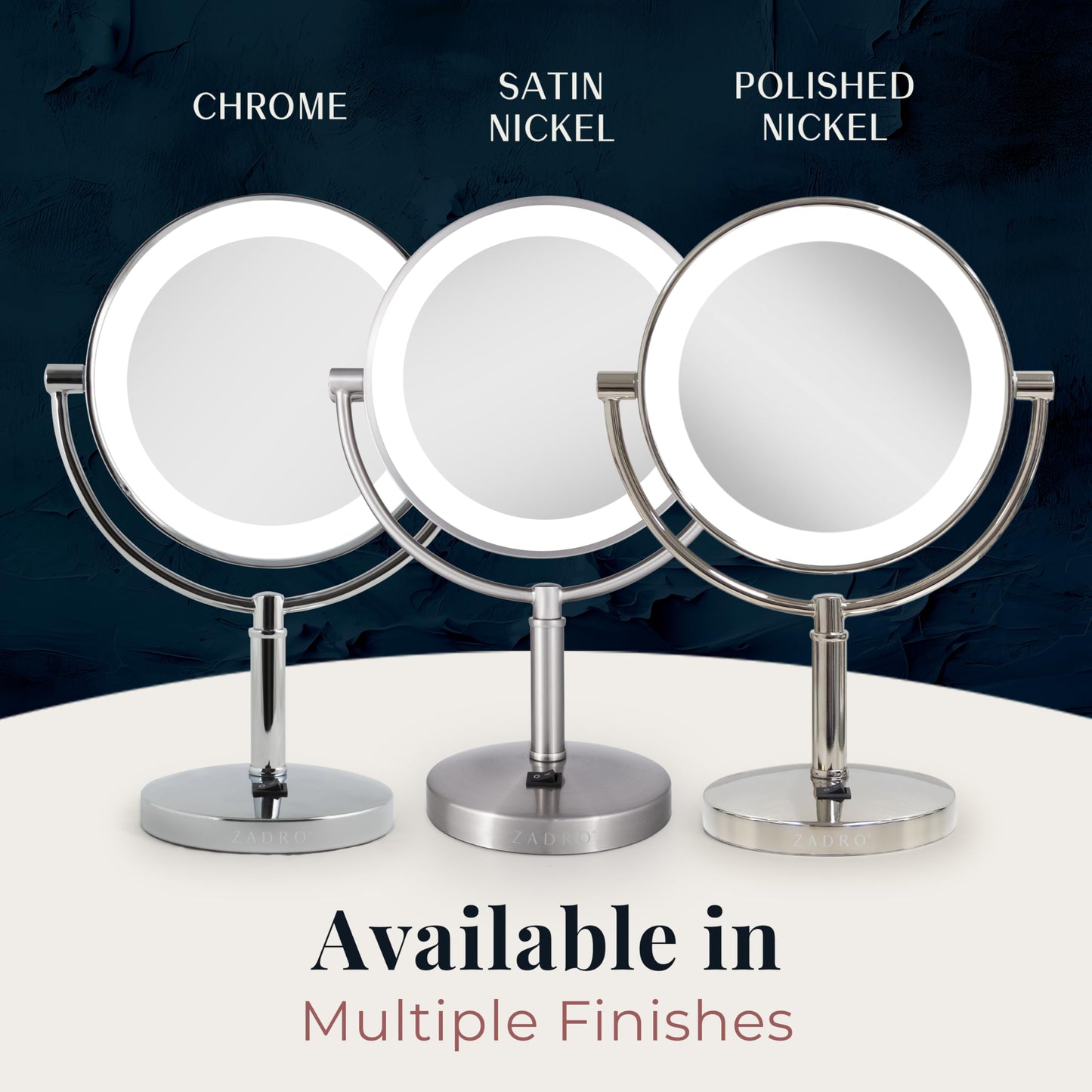Zadro Laguna 11" Makeup Mirror with Lights and Magnification LED Lighted Makeup Mirror with Magnification 5X/1X