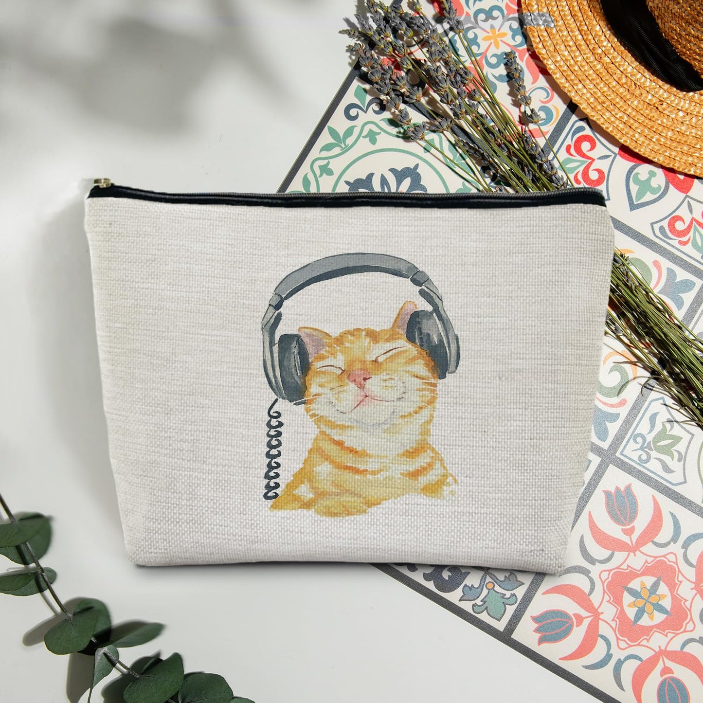 MKGRXZCW Orange Cat Makeup Bag, Cat Gifts for Women Cat Lovers Mom Lady Gifts Cosmetic Bag Travel Toiletry Bag for Women, Pink Zipper Makeup Pouch