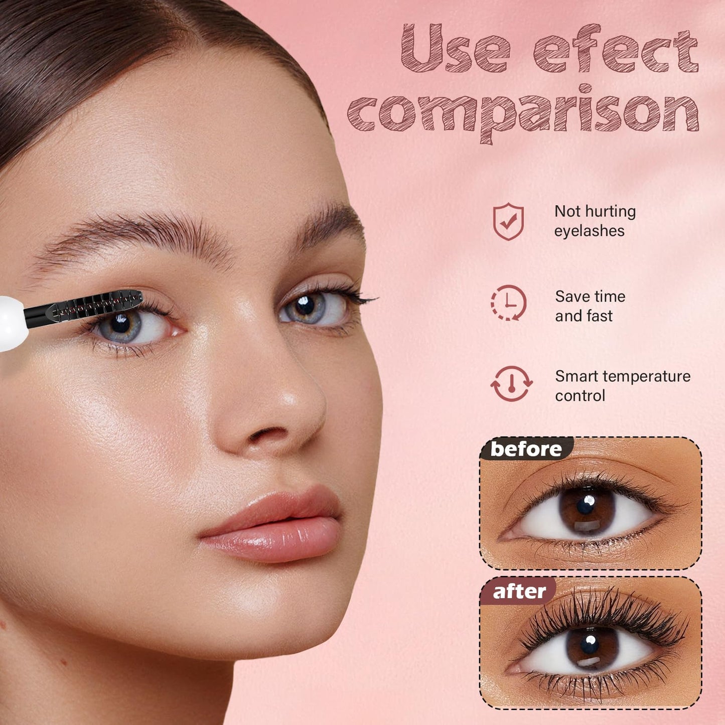 ShenlanBolt Heated Eyelash Curler for Women, Electric Lash Curler with 10s Fast Heating, 4 Adjustable Temp (65°C-95°C), 24H Curl, USB-C Rechargeable, Ergonomic Design, Travel-Friendly Makeup Tool Gift