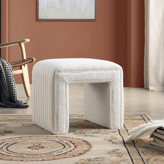 Get Set Style Vanity Stool Chair,Modern Tusk Bloom Ottoman Foot Stool with Wooden Legs Sofa Bench Footstool Extra Seat for Vanity,Makeup Room,Living Room(Fully Assembled)