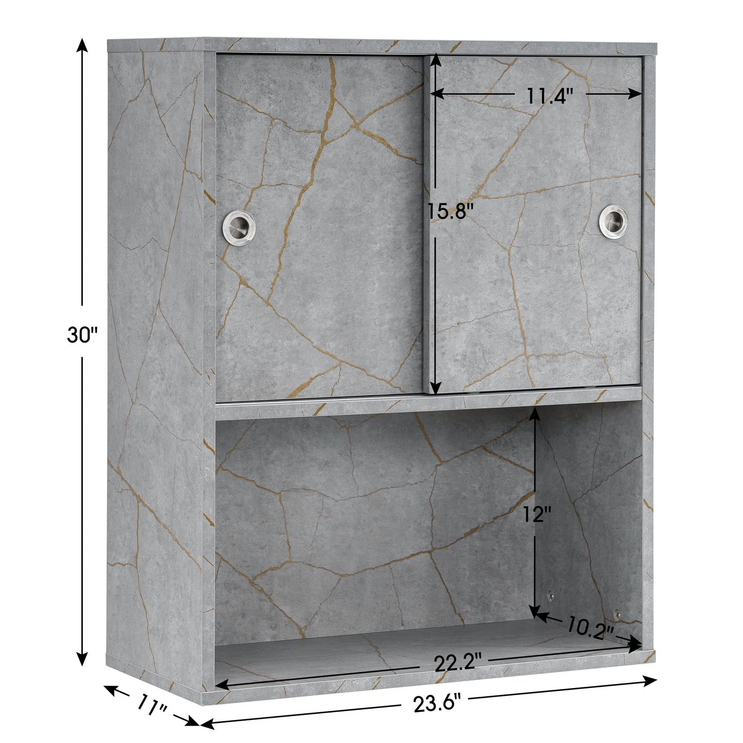 BarberPub Wall Mounted Barber Shampoo Station Storage Cabinet Salon Beauty Spa Equipment for Barber Salon Shop(Gold&Grey) 7136