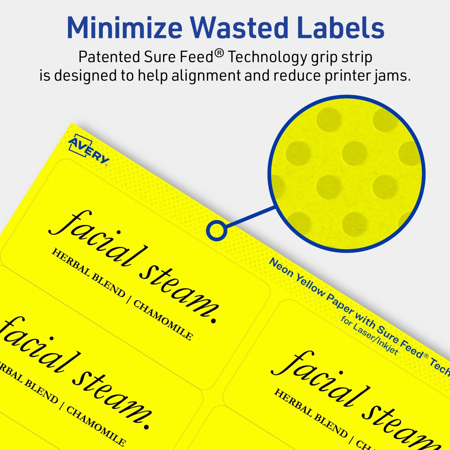 Avery Printable Rectangle Labels, Sure Feed Technology, 2" x 4", Neon Yellow Labels, Laser/Inkjet Printable, 100 Total, Great for Mailing and Candles