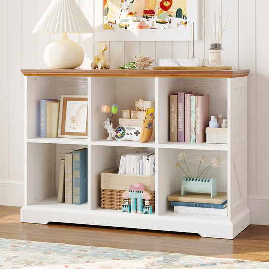 IRONCK 6 Cube Storage Organizer, Farmhouse Wood Bookshelf
