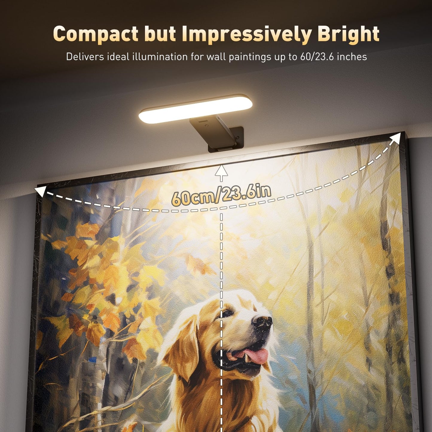 NARUNDREN 2 Pack Picture Lights for Wall, Rechargeable LED Picture Light Battery Operated with Remote, Dimmable Poster Light for Paintings, Portraits, Art Frames, Display Lighting for Wall Decor,Black