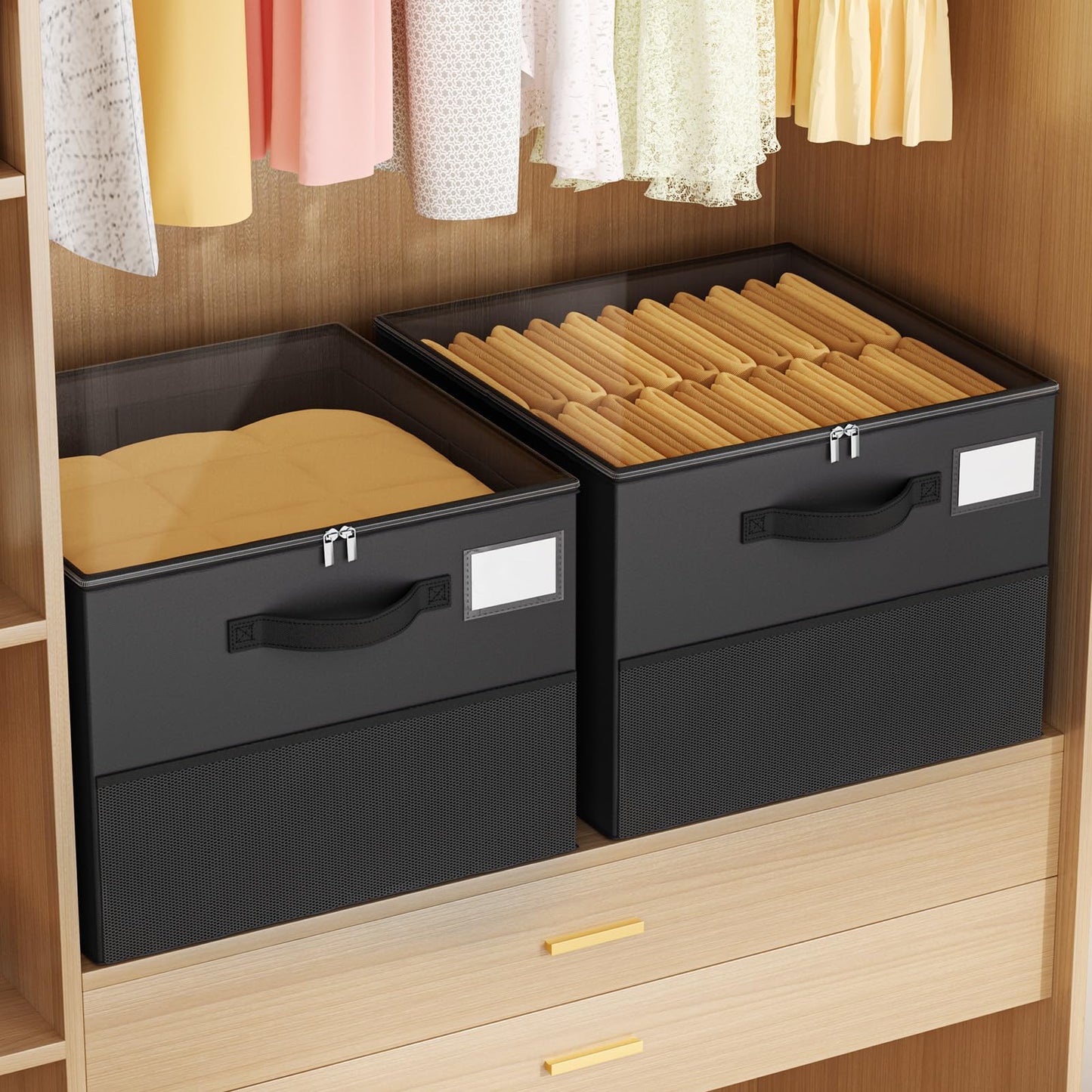 Large Reinforced 2 Pack Shoe Organizer for Closet with Adjustable Dividers