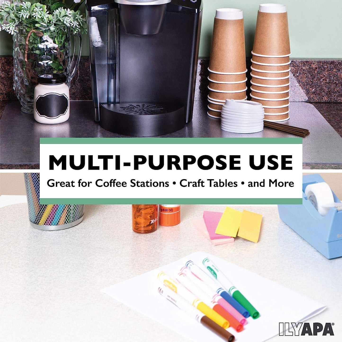 Ilyapa Office Desk Mat Clear - 17 x 36 Inch Plastic Computer Mat with Anti Slip Texture