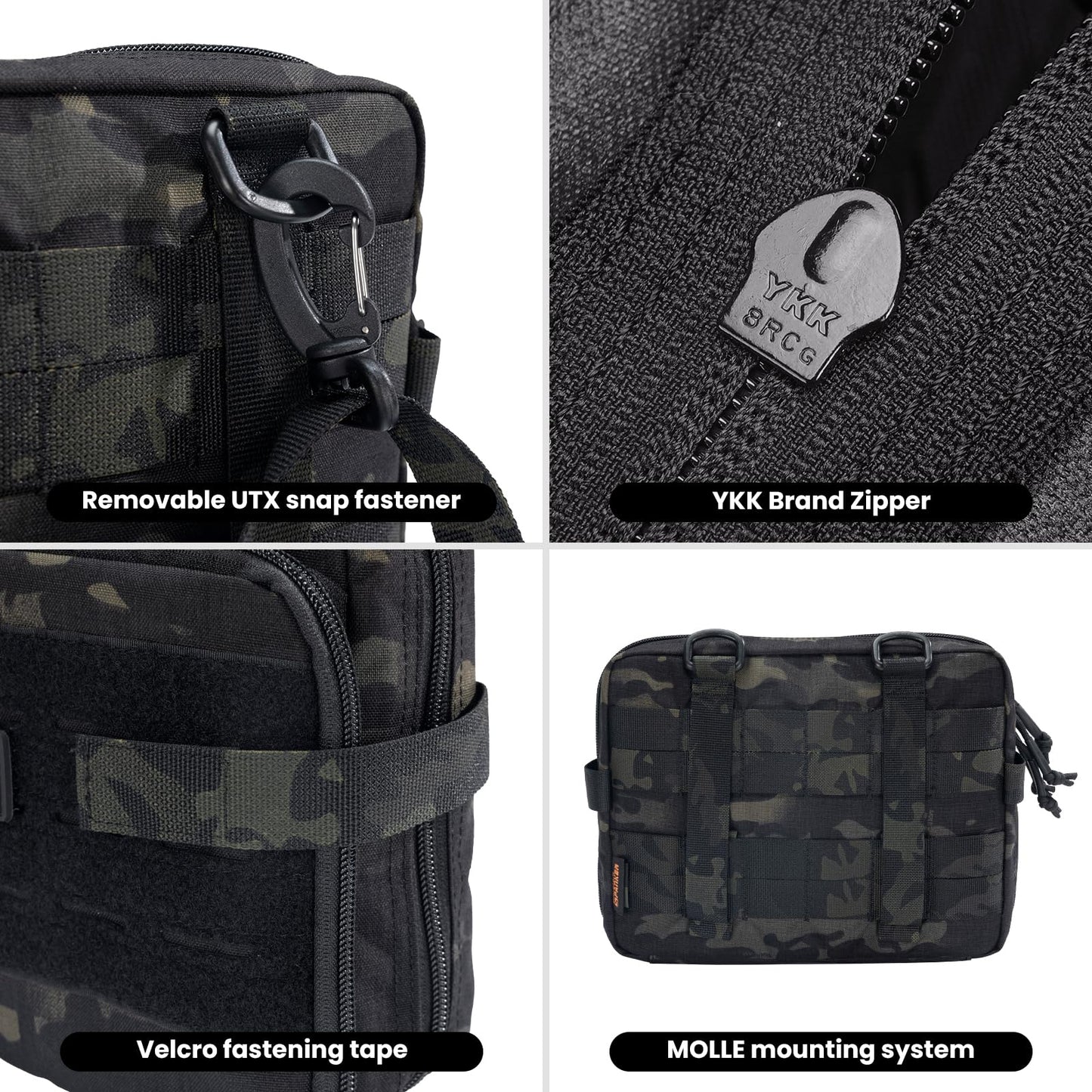 EXCELLENT ELITE SPANKER Tactical Molle Admin Pouch Utility Organizer EDC Medical Bag Utility EDC Tool Pouch with Shoulder Strap Attachment Pouches Waist Bag (Multicam Black)