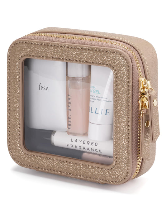 Popvibe Small Makeup Pouch Clear Makeup Bag for Purse Travel Mini Bag for Women for Essentials Cute Cosmetic Case Traveling Small Toiletry Bag Portable Mini Pouch for Car Organizer Bag Gold