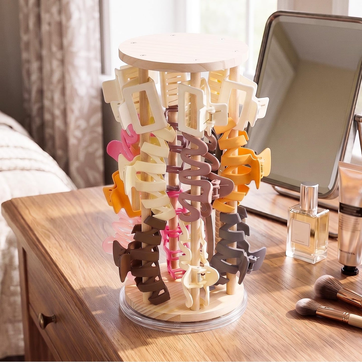 SNOWSTAR Claw Clip Organizer Holder,Vertical 360-Degree Rotating Hair Clip Holder and Storage,Hair Clip Organizer Display Stand for Women and Girls