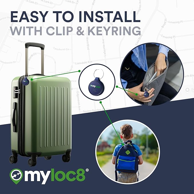 Highly Precise GPS Tracker for Keys, Backpack, Luggage & Kids – Built-in SIM, SOS Button - Smart Tag with Real-Time Tracking, Waterproof, iOS & Android Locator Device (4-Mo Subscription Included)