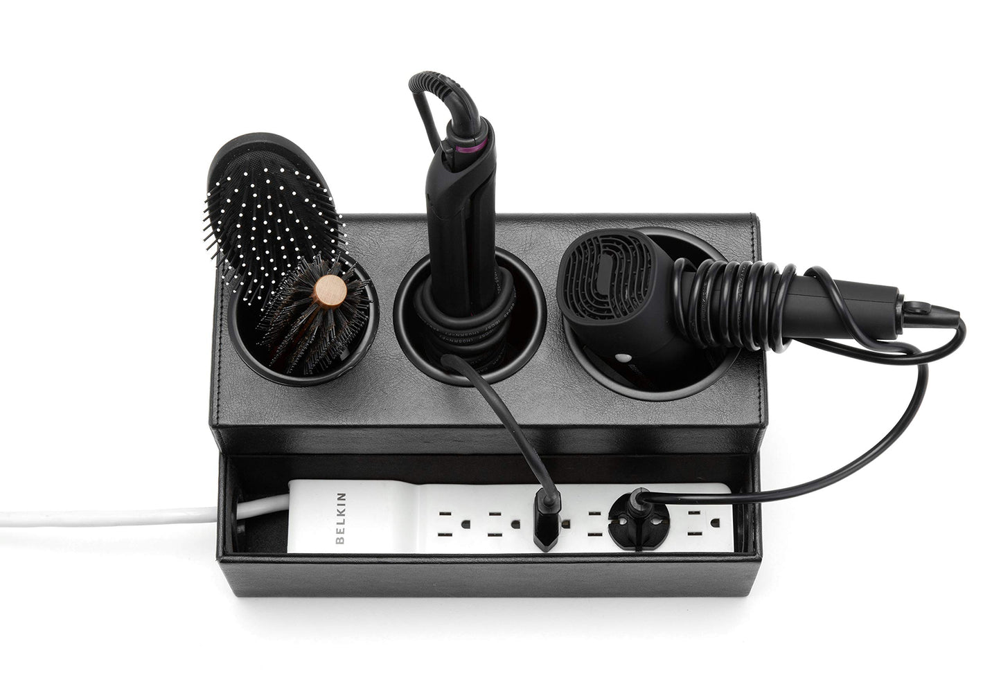 Hair Dryer Holder Hair Tool and Styling Organizer, Bathroom Countertop Blow Dryer Organizer, Vanity Storage Stand for Accessories, Makeup, Toiletries (Black) – MK154C
