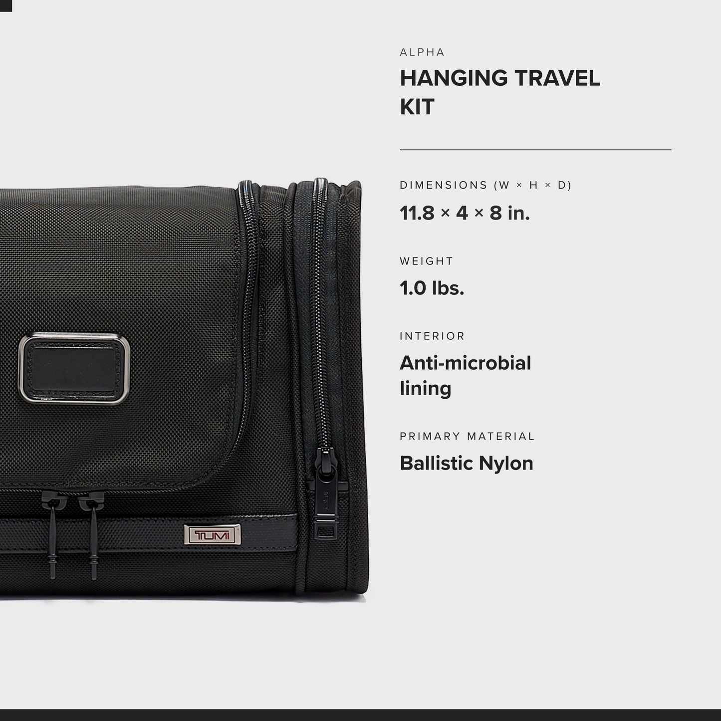 TUMI - Alpha Hanging Travel Kit - Toiletries and Cosmetics Organizer - Travel Essentials Bag with Hooks & Pockets - Black