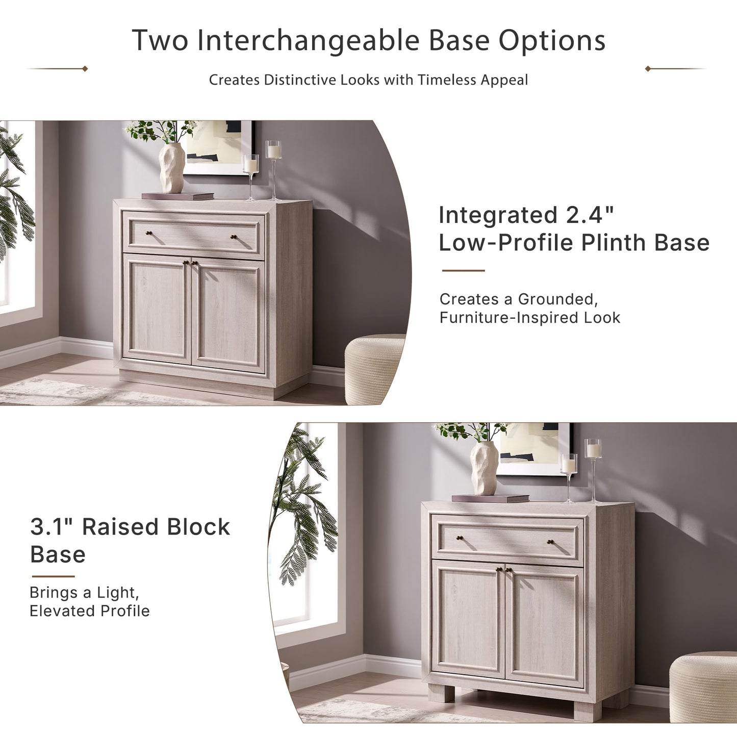 ACCOHOHO Modern Farmhouse Buffet Cabinet, 126" Sideboard Credenza, Modular Storage Cabinet with Framed Panel Fronts, Adjustable Shelves & Dual Base Design, White Alder