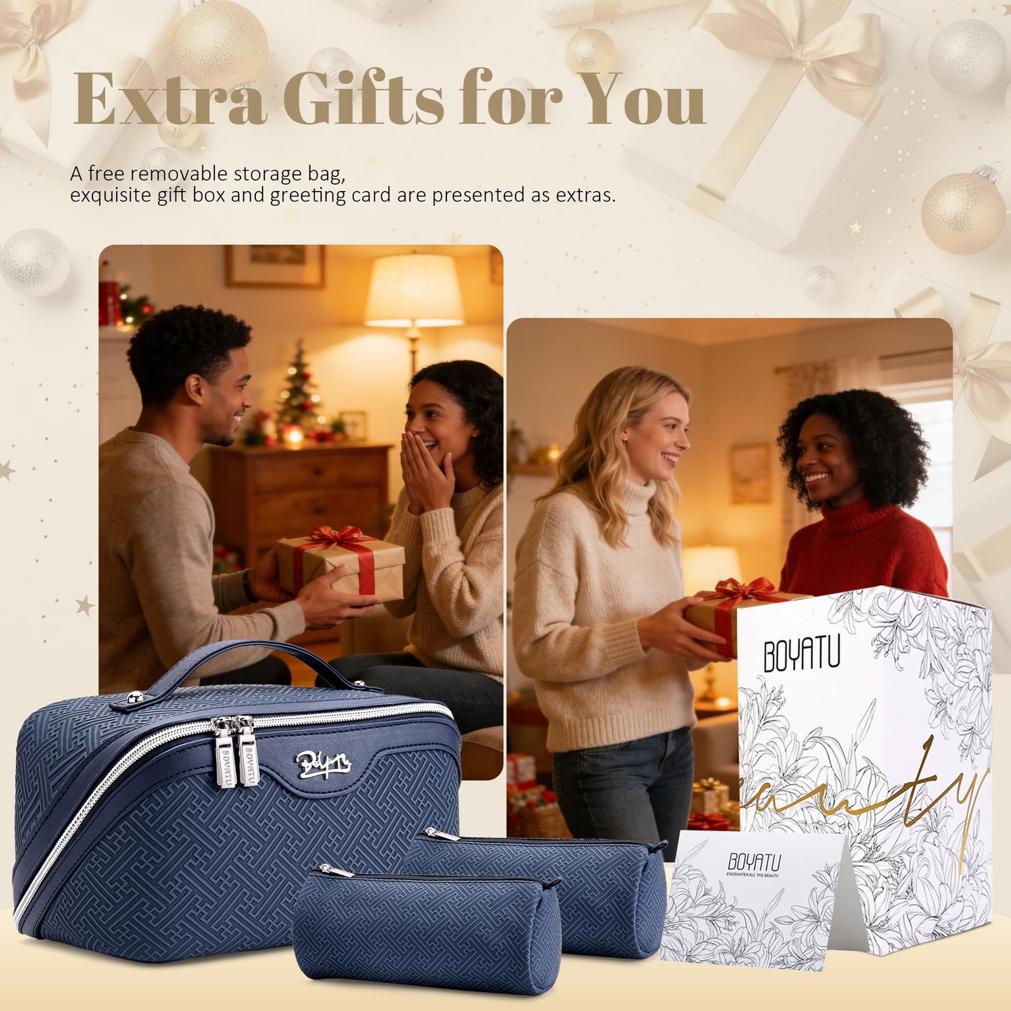 BOYATU Travel Makeup Bags for Women: Vintage Roman Column Texture