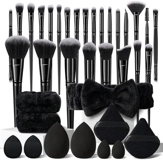 HGHDBT 36Pcs Black Makeup Brushes Set Professional Makeup Kit Multi-functional Makeup Tool Set with Facial Makeup Accessories, Foundation Makeup Brush Kit Eye and Face Make up Brushes & Tools