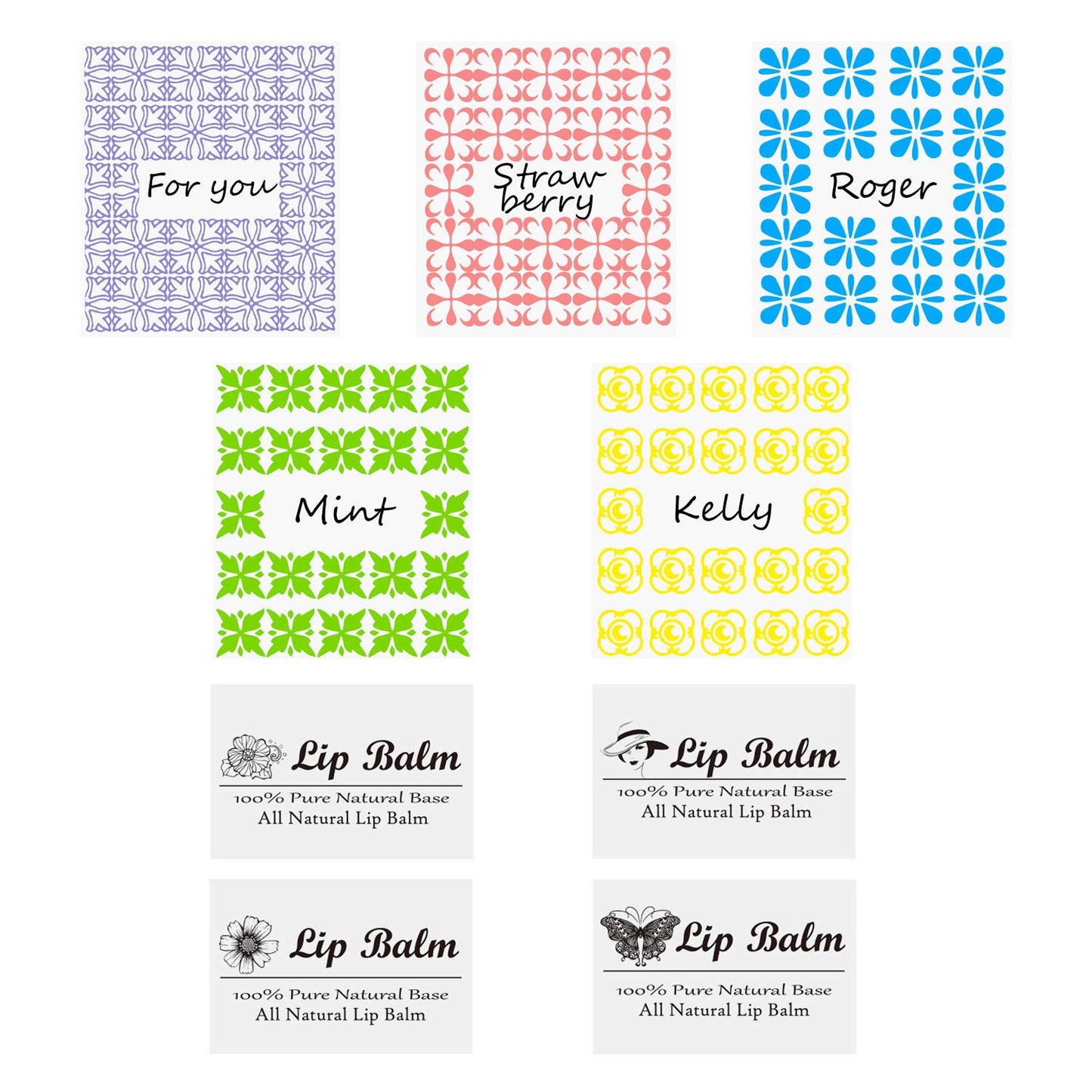 Kare & Kind DIY Lip Balm Container Tubes - 50-Pack (10x5 Colors) - Including 50 Writeable & Printed Lip Balm Stickers - Twist Mechanism and a Cap - 3/16 Oz (5.5 ml) - Moisturizing