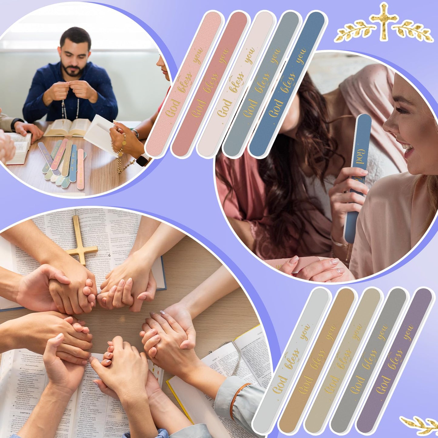 Lanties 50 Pack Christian Gifts Bulk for Women Scripture Mini Nail Files Christian Party Favors Bible Verse Emery Boards Religious Gifts for Teacher Nurse Employee Staff Coworkers Office Supplies
