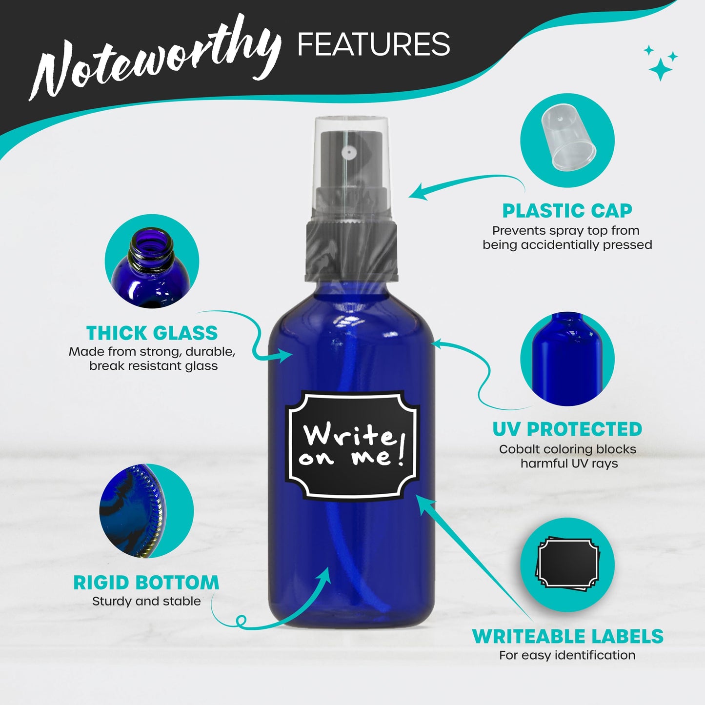 Nevlers Blue Glass Spray Bottles 4 Oz 24 Pack Practical 4 Oz Bottles