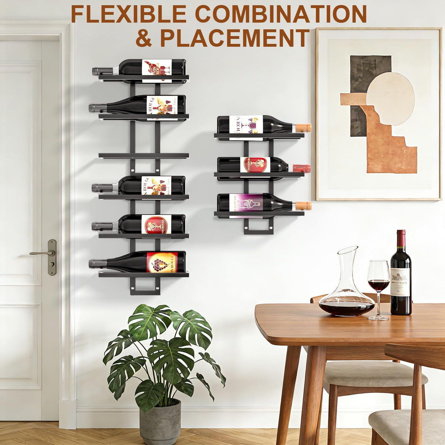 Alytree 24 Bottles Wall Mount Wine Rack, DIY Detachable Wall Wine Rack, Metal Wine Storage Organizer Display Holder for Home Bar, Kitchen, Restaurant, Wine Cellar