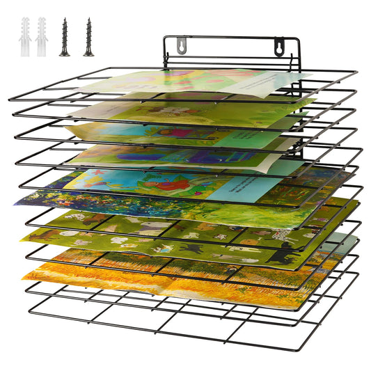 Lzttyee Art Drying Rack for Classroom Paint Drying Rack Small Art Drying Rack Wall Art Storage Rack with 12 Removable Shelves for Classrooms and Art Studios (Black, 12 Shelves)