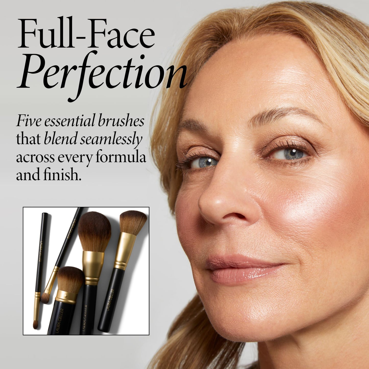 LAURA GELLER NEW YORK Cosmetic Professional Makeup Brushes - Cruelty-Free - 05 Full Face Brush Set 5pc