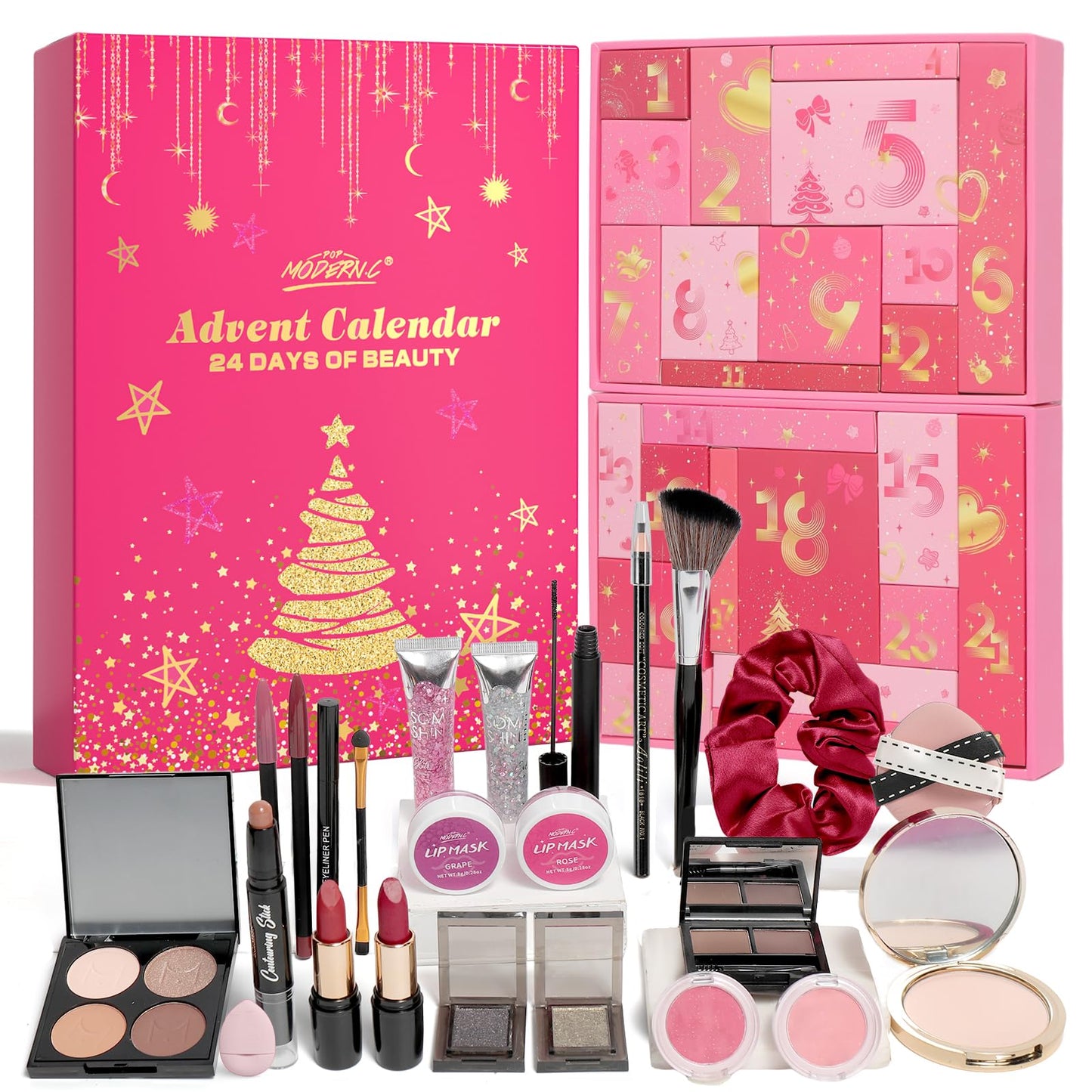 Makeup Advent Calendar 2025 for Women Teen Girls 24 Days Beauty Advent Calendar Christmas Makeup Set Gift for Wife Daughter Mother Girlfriends Trendy Stuff Makeup Kit Gifts Face Eyes Lips Cosmetics