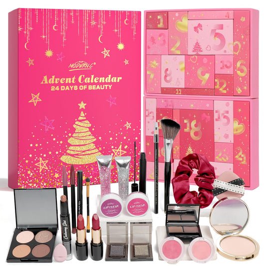 Makeup Advent Calendar 2025 for Women Teen Girls 24 Days Beauty Advent Calendar Christmas Makeup Set Gift for Wife Daughter Mother Girlfriends Trendy Stuff Makeup Kit Gifts Face Eyes Lips Cosmetics