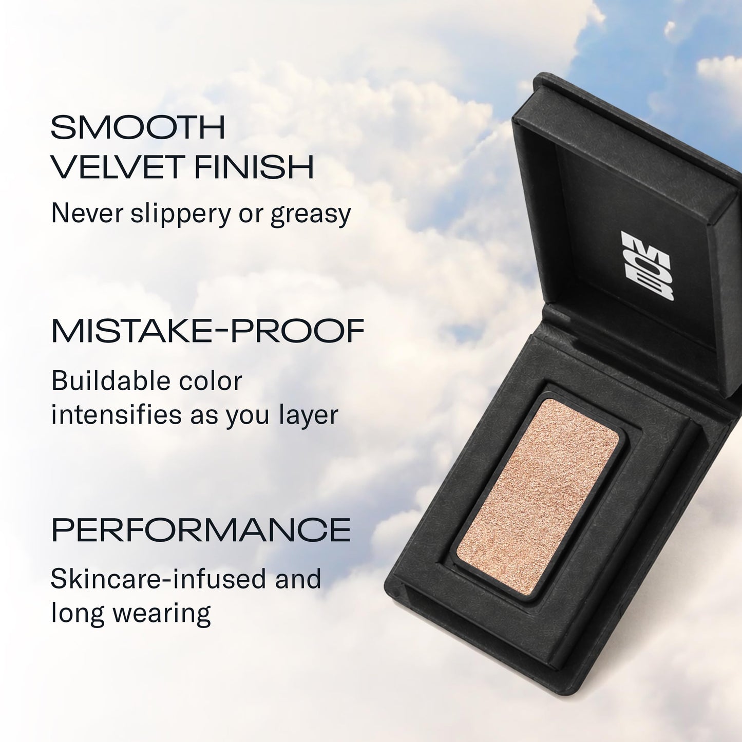 MOB Beauty Cream Clay Eyeshadow, M161 Sandy Taupe Shimmer, Buildable Skincare-Infused Long Wearing Cream to Velvet Finish for Eyes, Recyclable Compact, Vegan, Cruelty Free