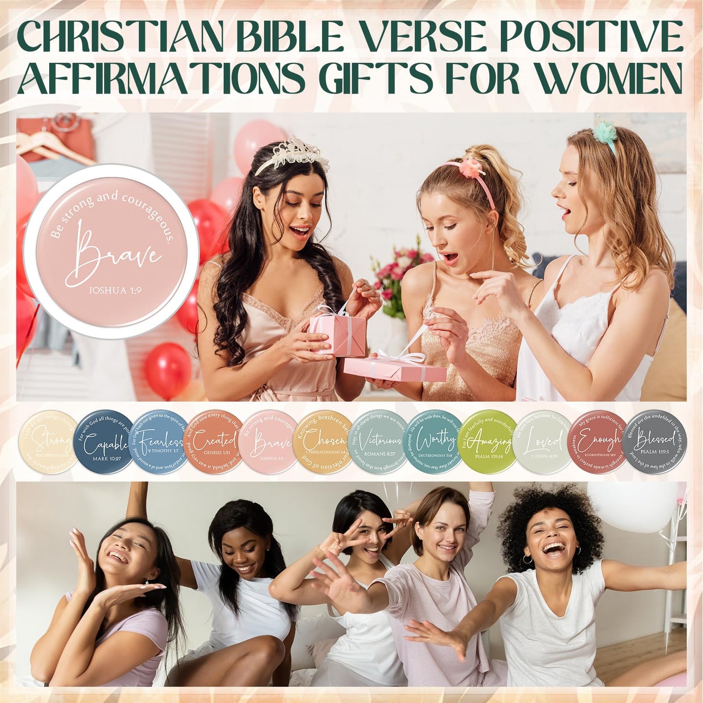 Geelin Mini Christian Gifts Mirror for Women Bulk Inspirational Bible Verse Scripture Portable Mirrors Small Church Gifts for Mother Women History Month VBS Party Favor(48 Pcs,Morandi)