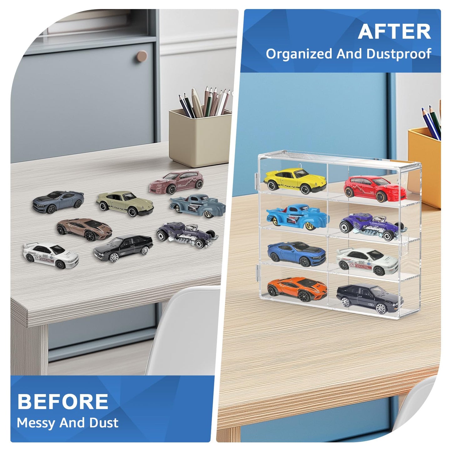 CHONOVO Clear 1/64 Toy Car Display Case for Matchbox Hot Wheels Car, 4 Pack