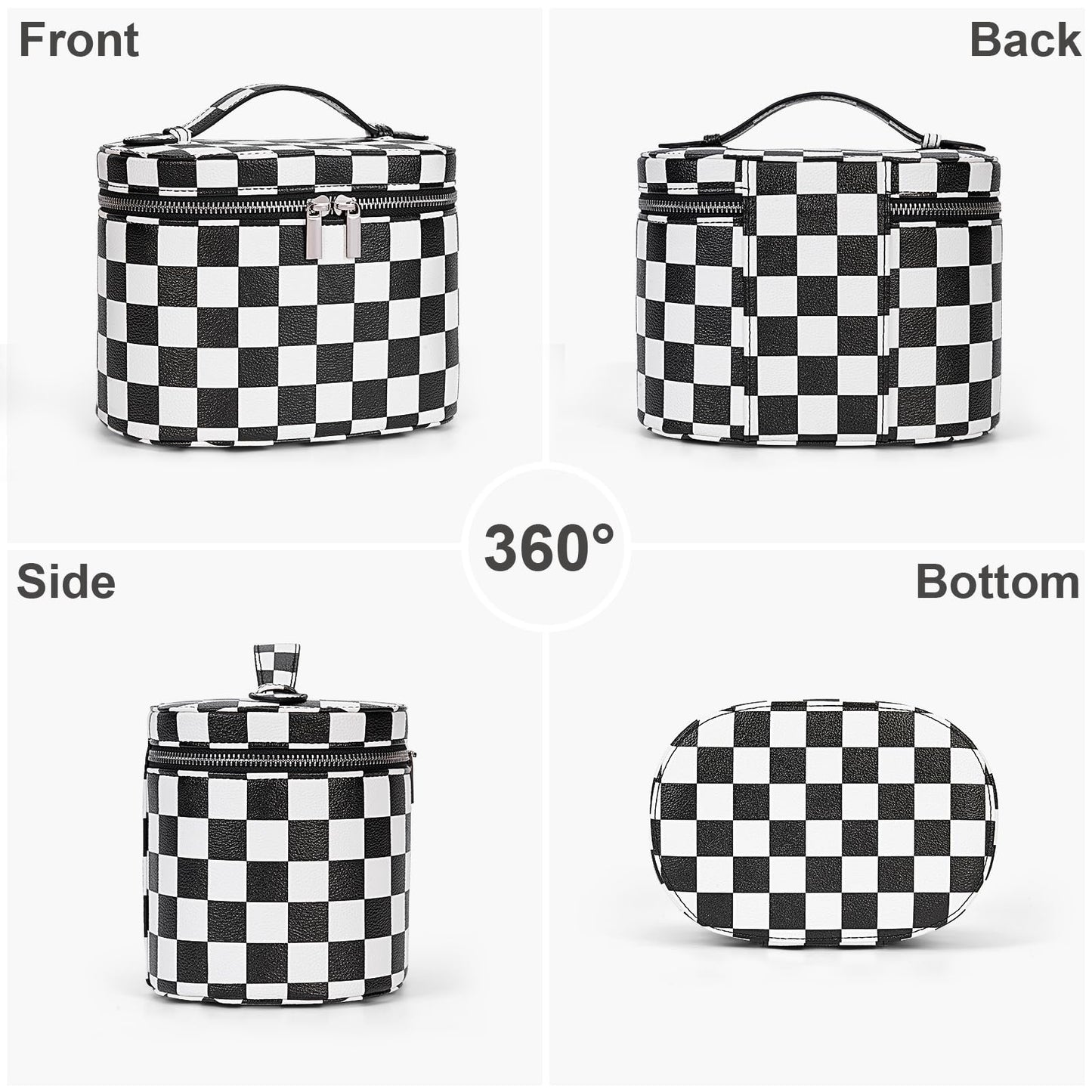 YFGBCX Checkered Makeup Bag Vanity Case with Divider Travel Toiletry Bag Women Cosmetic Bag Makeup Organizer Case