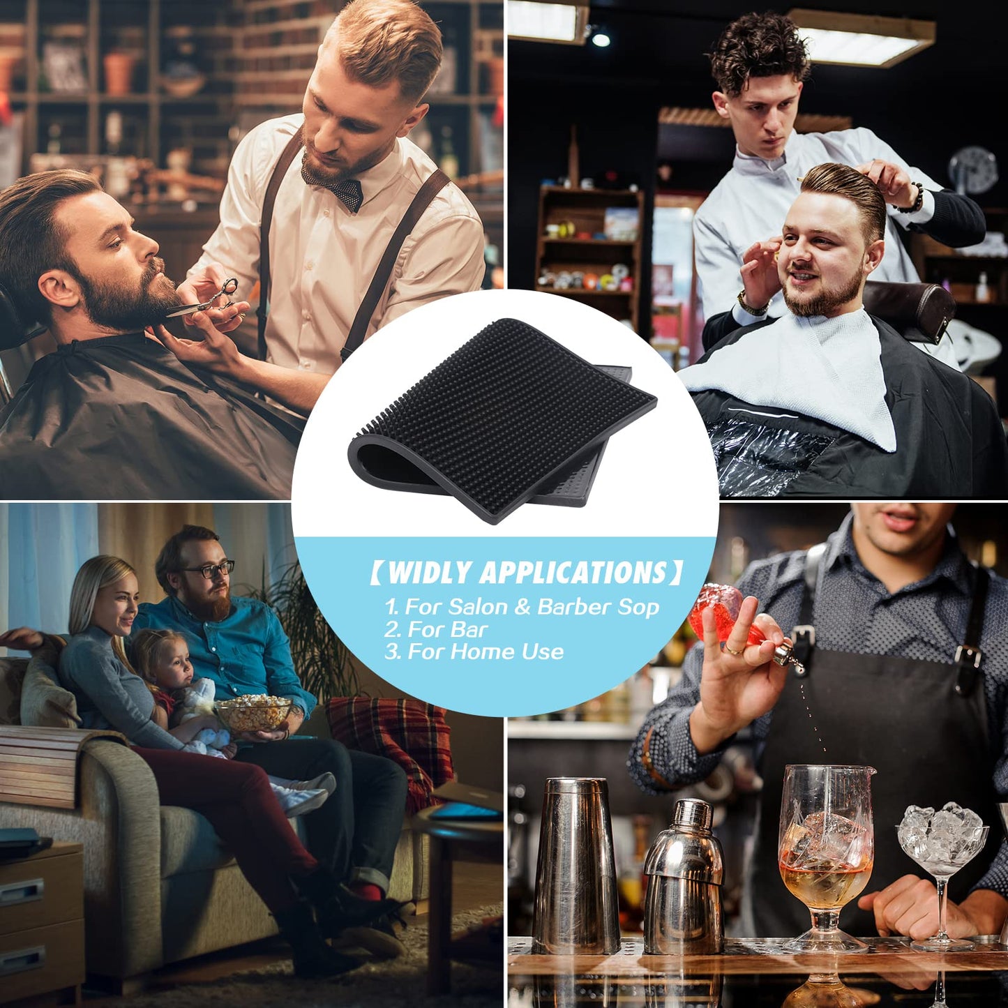 MoyRetty Bar Service Spills Mat, Barber Station Mat, 15.7x11.8 Inches, Professional Hair Stylist Clippers Accessories Supplies Tools, Salon and Barbershop Pads