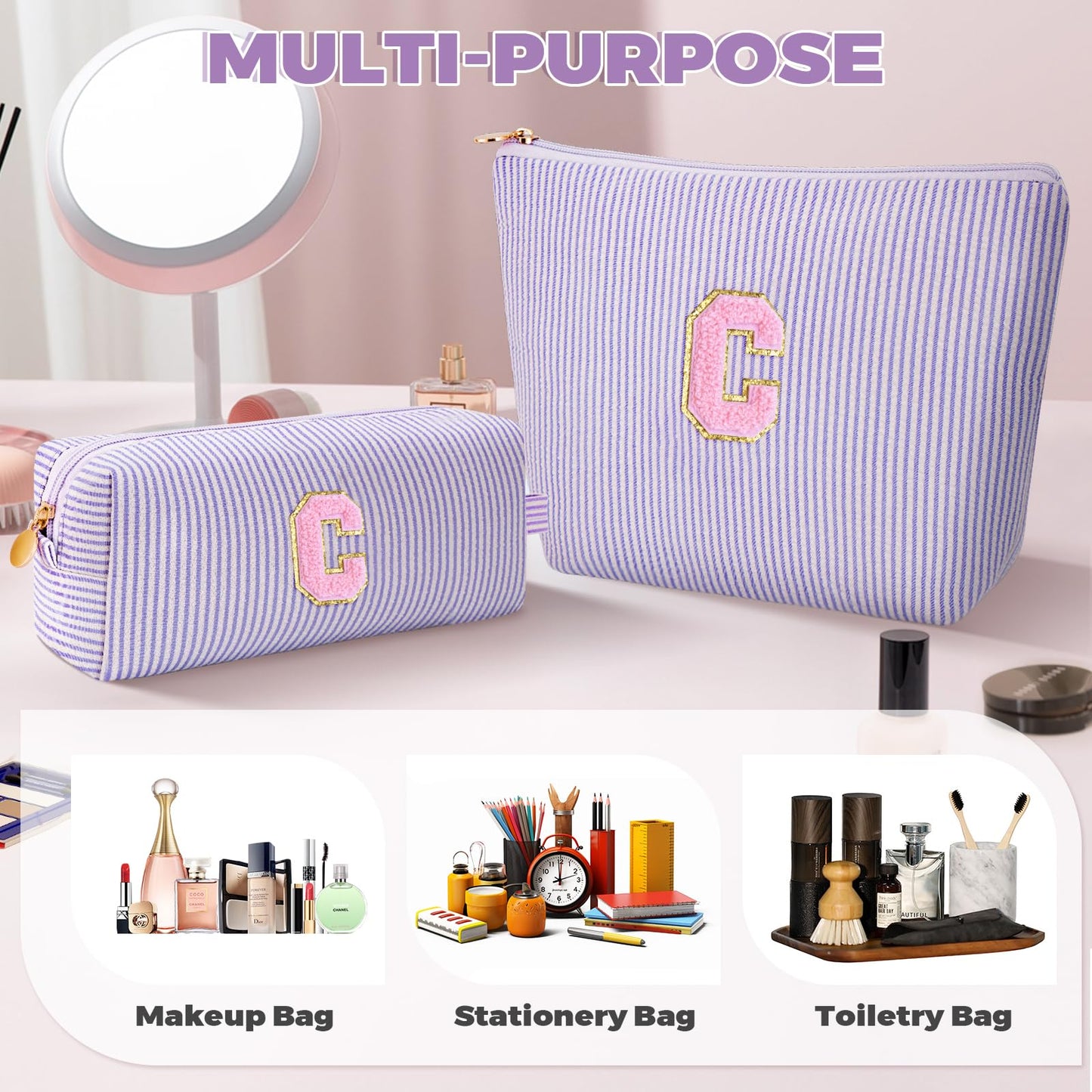Btffitting Gifts for Teen Girls Women - Birthday Gifts for 10 11 12 13 14 15 16 17 18 Years Old Girl,Makeup Bag Cosmetic Bag,Teacher Gift Trendy Stuff Toiletry Bag - Lavender,C