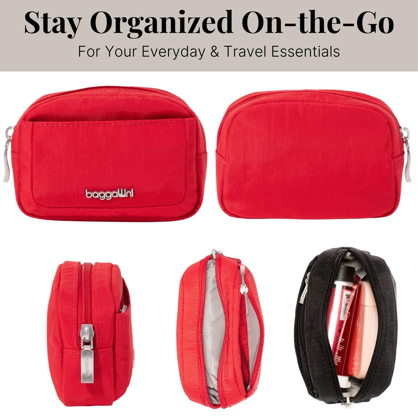 Baggallini Mini Cosmetic Pocket - Lightweight 5x3 Inch Makeup Bag - Travel Essentials Makeup Organizer