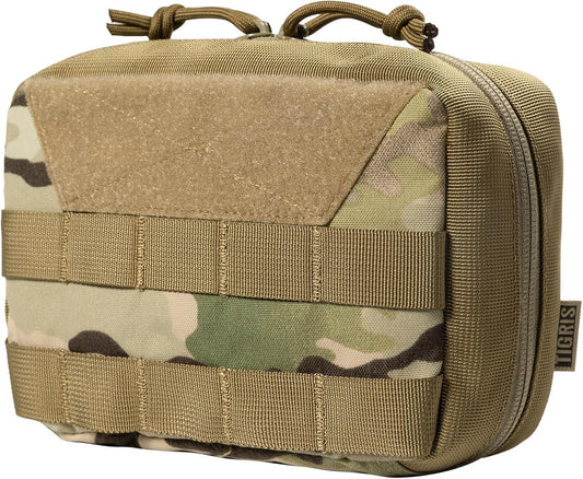 OneTigris MOLLE Pouch, Tactical Admin Pouch Belt EDC Tool Organizer Zippered Utility Waist Pack 8" x 5" x 2.5"