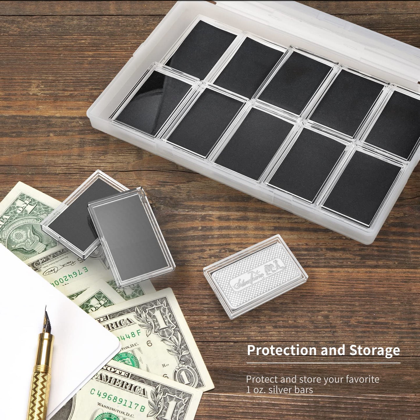 Yncotte 1oz Silver Bar Holder, 20 Pcs Silver Bar Capsule Storage Bar Capsule Container for 1 Ounce Silver Bar